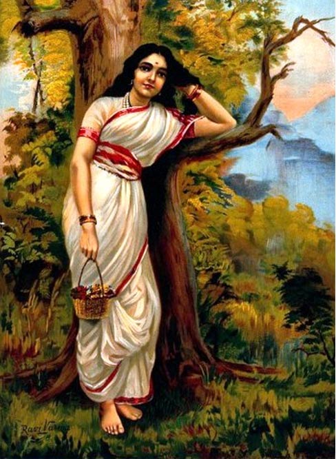 Ahalya leaning on tree