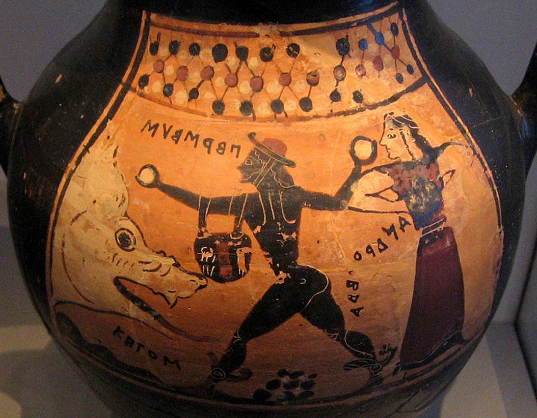Amphora depicting Perseus rescuing Andromeda from Sutek. 