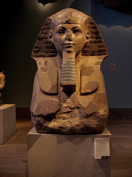Head of a Sphinx of Hatshepsut, Eighteenth dynasty of Egypt, c. 1503-1482 BC. 