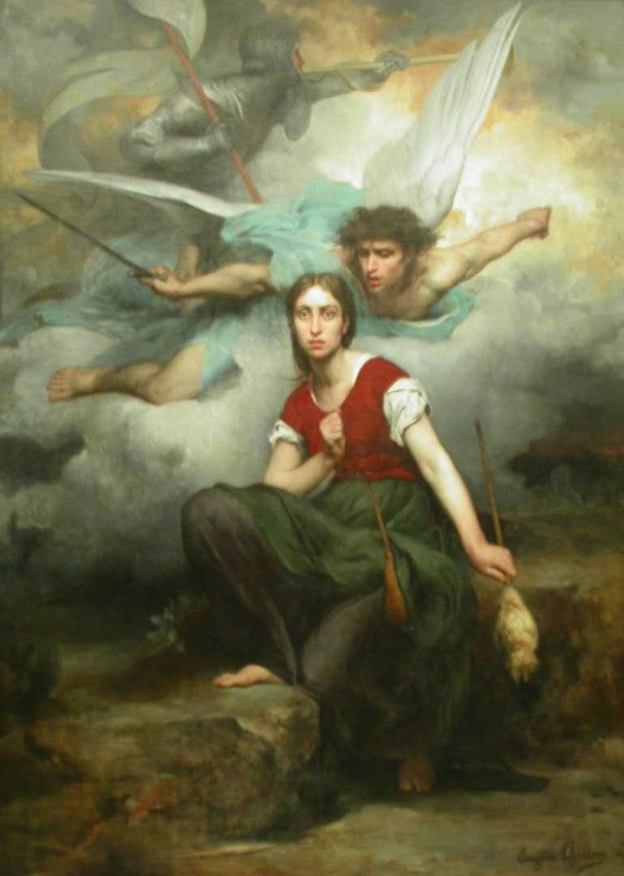 Jeanne d'Arc, by Eugène Thirion (1876). The portrait depicts Joan of Arc's awe upon receiving a vision from the Archangel Michael. 