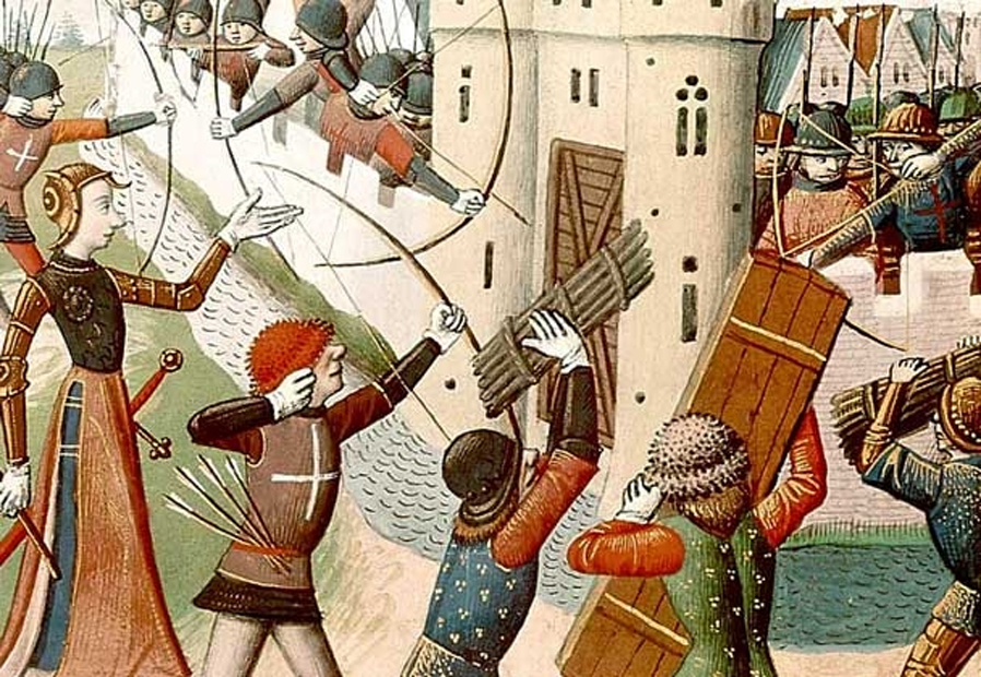 15th-century depiction of Joan of Arc leading an assault on an English fort at the siege of Orléans.