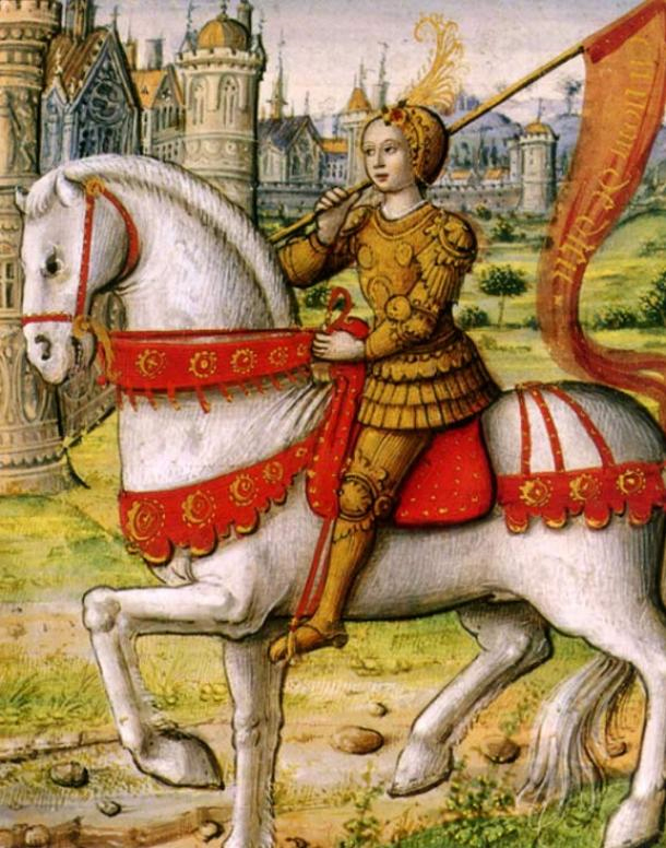 Joan of Arc on horseback. (1505) 