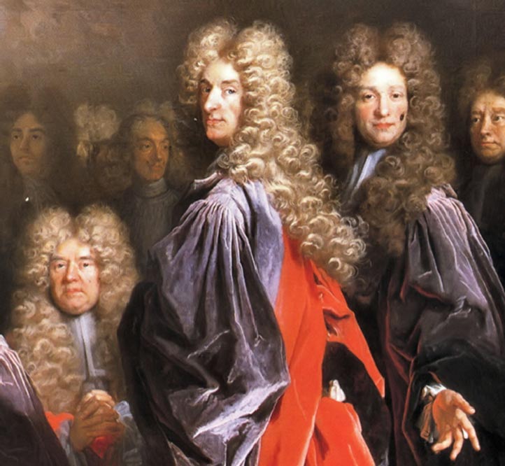 Detail; Men’s wigs of the 17th century.