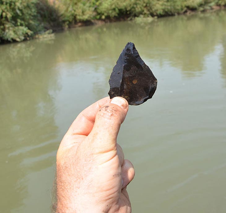 New technology: example of a Levallois point, a technique developed by Neanderthals. 