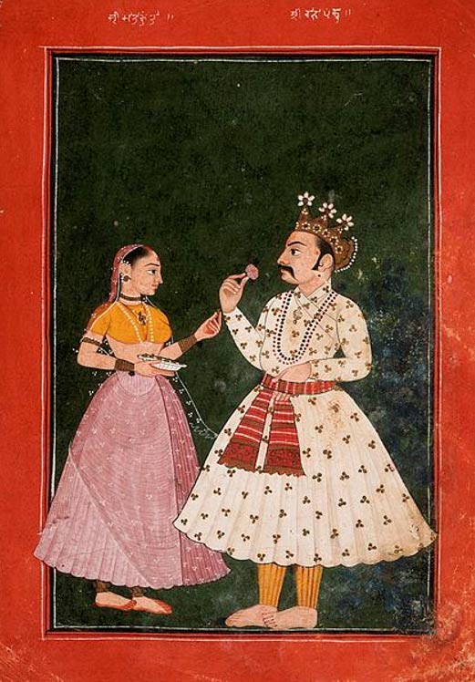 Raja Pandu and Kunti, circa 1680.