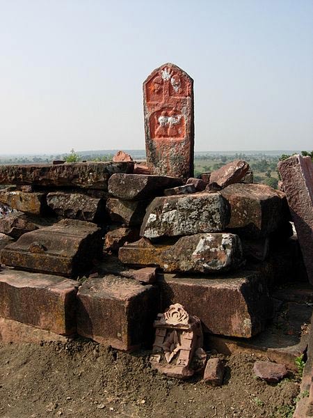 Sati pillar at the temple. Bhojpur, Madhya Pradesh, India