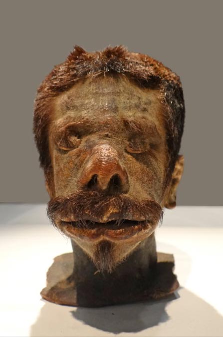 Shrunken head from the Musée du Quai Branly, Paris