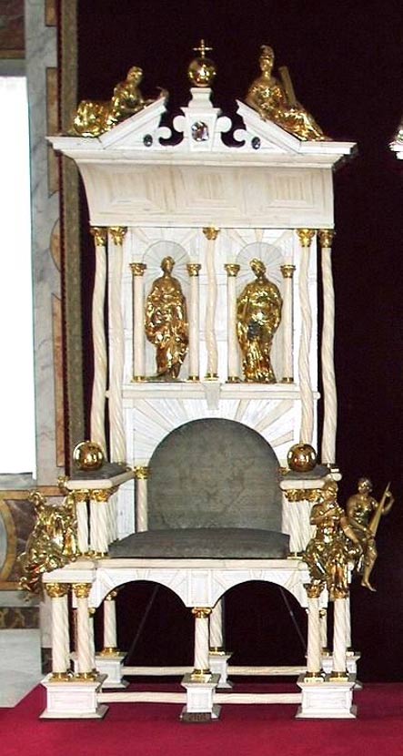 Throne Chair of Denmark, used at coronations between 1671-1840, crafted with narwhal ivory.  