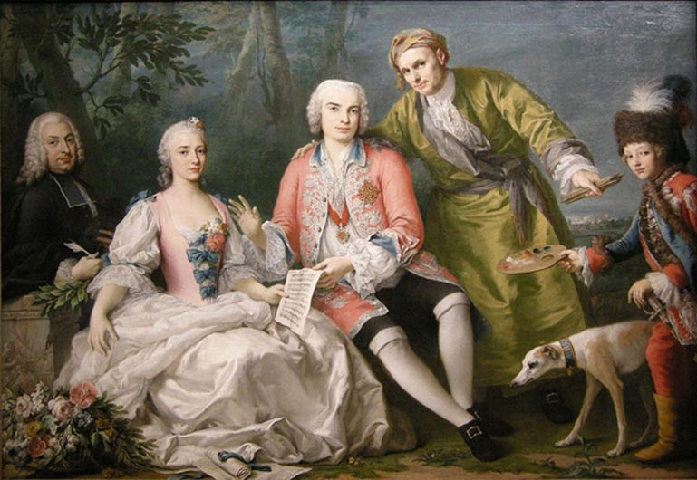 The most famous castrato, Farinelli (center). (January 24, 1705 – September 15 or 16, 1782)