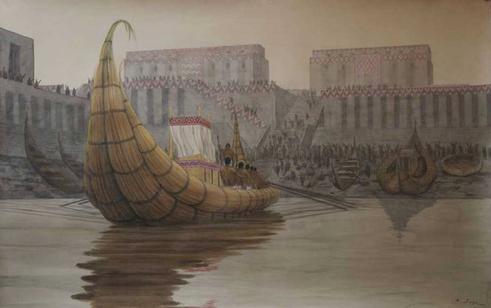 Illustration depicting a recreation of the ancient port at Eridu. 
